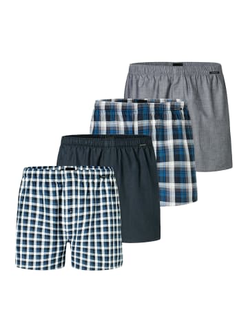 Schiesser Boxershorts Web in Blau / grau / dunkelblau