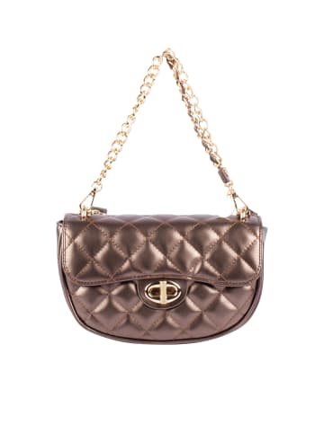 faina Damen Schultertasche Im Metallic-Look in Dunkelgold