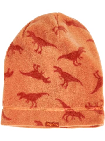 Playshoes Fleece-Beanie Dinos in Ocker