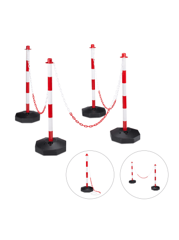 relaxdays 4x Absperrpfosten in Rot-Weiß - (B)28 x (H)82 x (T)28 cm