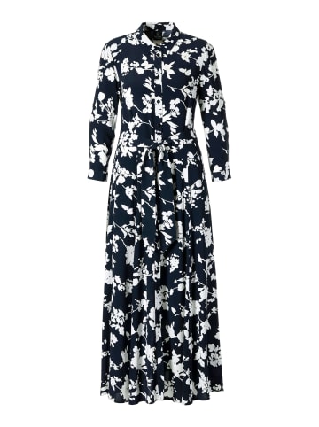 MADELEINE Langes Druckkleid in marine / weiß