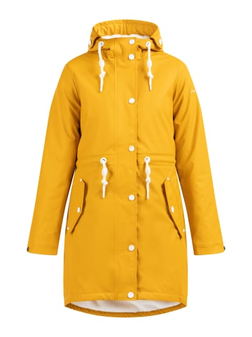 DreiMaster Damen Regenmantel Mit Webpelzfutter in Senf