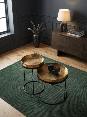 KADIMA DESIGN Beistelltisch 2er Set / Schwarz Metall Hammerschlag Satztisch in Gold