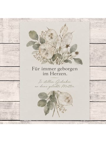 Trauerspruchkarte Blumen tröstlich Design mit S... in Weiß