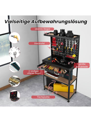 COSTWAY Werkbank 155cm in Rot