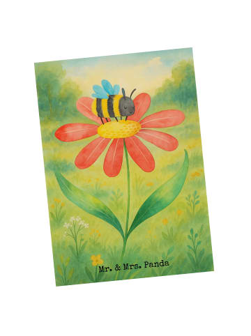 Mr. & Mrs. Panda Postkarte Hummel Blume Design ohne Spruch in Weiß