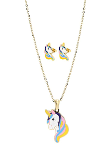 Adeliás Kinder Halskette – Einhorn aus Edelstahl 45 cm in gold