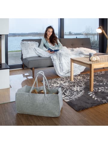 relaxdays Kaminholztasche in Grau