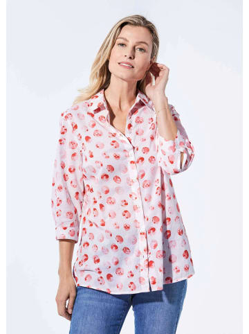 GOLDNER Kurzgröße:  Bluse Bluse mit Hemdkragen in koralle / getupft