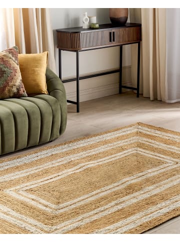 Beliani Geflochtener Teppich ELMALI in Beige - (W) 160 x (L) 230 cm