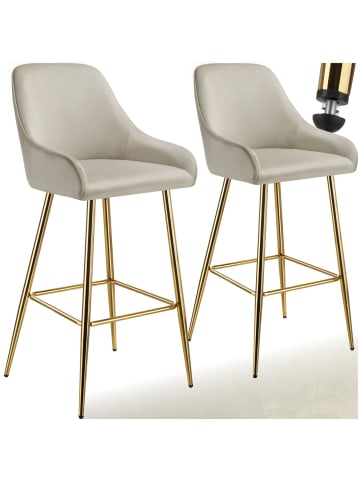tectake Barstuhl Avane 48,5 x 57 x 108 cm, Belastbarkeit 120 kg, creme/gold