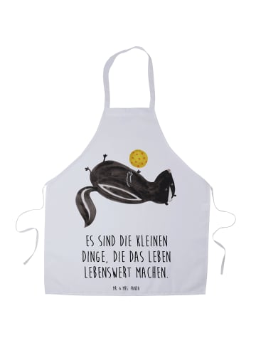 Mr. & Mrs. Panda Küchenschürze Stinktier Ball mit Spruch in Weiß