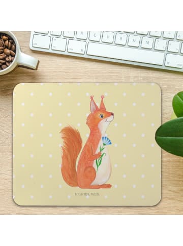 Mr. & Mrs. Panda Mouse Pad Eichhörnchen Blume ohne Spruch in Gelb Pastell