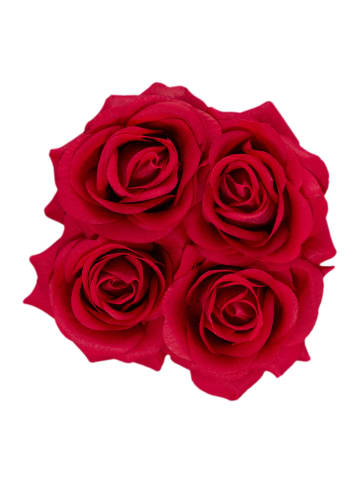 relaxdays Rosenbox 4 rote Rosen in Weiß