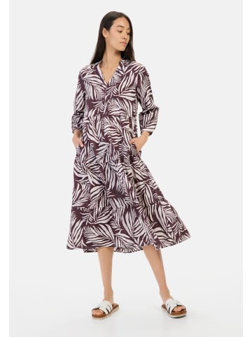 Camel Active Mittellanges Sommerkleid mit Allover-Print in AOP braun/weiß