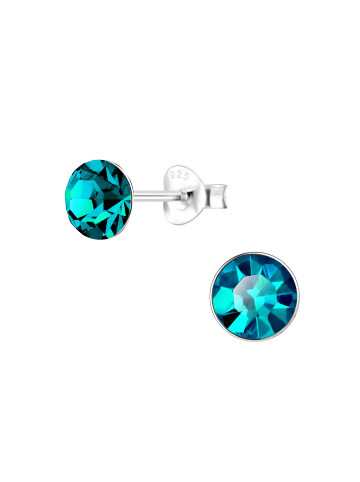 Alexander York Ohrstecker CRYSTAL 6 mm I blue-zircon in 925 Sterling Silber, 2-tlg.