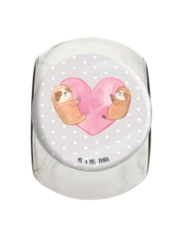 Mr. & Mrs. Panda Glasdose Faultiere Herz ohne Spruch in Grau Pastell