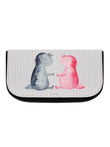 Mr. & Mrs. Panda Kosmetiktasche Axolotl Liebe ohne Spruch in Grau Pastell