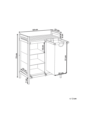 Beliani Wäschekorb TOROTAL in Weiß/Braun - (W) 94 x (H) 78 x (L) 33 cm