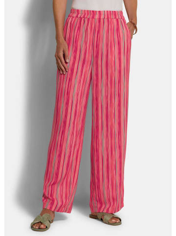 GOLDNER Viskosehose mit Streifen-Muster in pink / salbei / gemustert