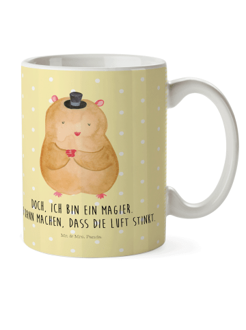 Mr. & Mrs. Panda Mehrwegbecher Hamster Hut mit Spruch in Gelb Pastell