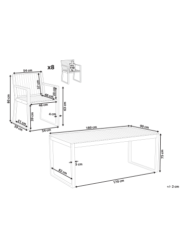 Beliani 9-tlg Gartentisch Set SASSARI II in Braun