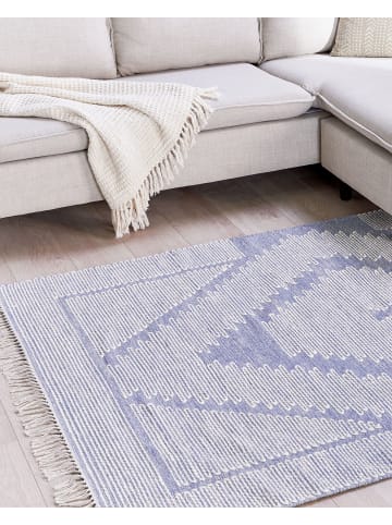 Beliani Kurzflor ANSAR in Blau/Weiß - (W) 160 x (L) 230 cm