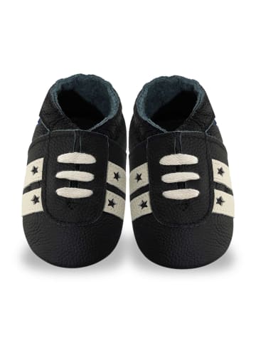 Yalion Baby Leder-Krabbelschuhe in Schwarz