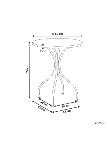 Beliani Gartentisch ADRANO in Schwarz/Orange - (W) 60 x (H) 74 x (L) 60 cm