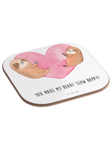 Mr. & Mrs. Panda Coaster Faultiere Herz mit Spruch in Weiß