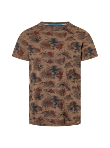 Timezone Blumiges T-Shirt mit Rundhalsausschnitt und normalem Schnitt in Beige