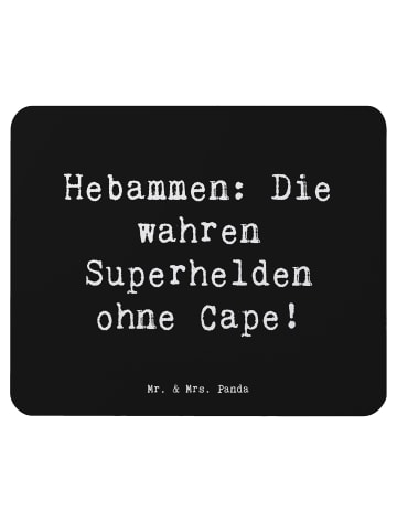 Mr. & Mrs. Panda Mousepad Spruch Hebamme Superheld mit Spruch in Schwarz
