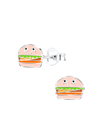 Alexander York Kinderohrstecker BURGER in 925 Sterling Silber, 2-tlg.