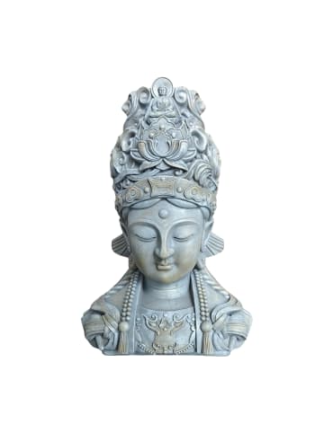 relaxdays Buddha-Büste in Hellgrau - 44 cm