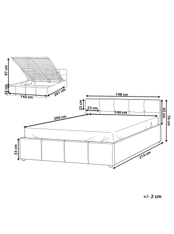 Beliani Doppelbett LAURESSES in Beige - (W) 148 x (H) 76 x (L) 214 cm