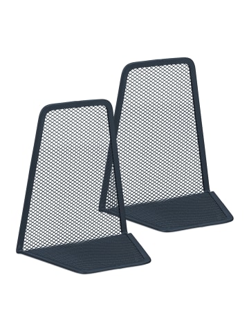 relaxdays 2 x Buchstütze in Anthrazit - (B)9 x (H)14 x (T)12,5 cm