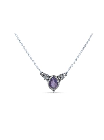 mantraroma 925er Silber - Collierketten (L) 43 cm mit Amethyst facettiert