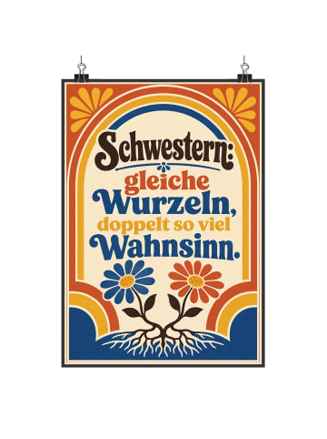Mr. & Mrs. Panda Poster Blumen Wurzeln Design mit Spruch in Weiß