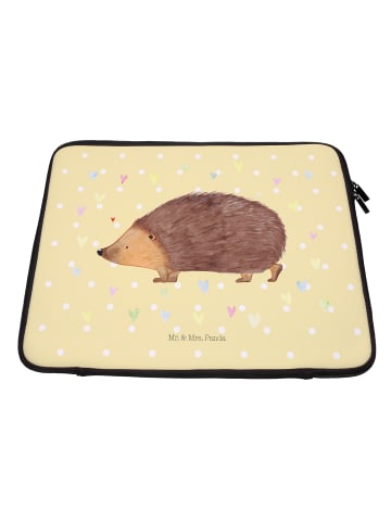 Mr. & Mrs. Panda Laptop Tasche Igel Herzen ohne Spruch in Gelb Pastell