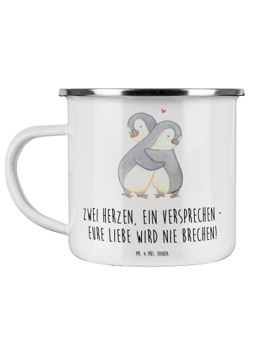 Mr. & Mrs. Panda Emaille Tasse StandeMenschtliche Trauung Versprech... in Weiß