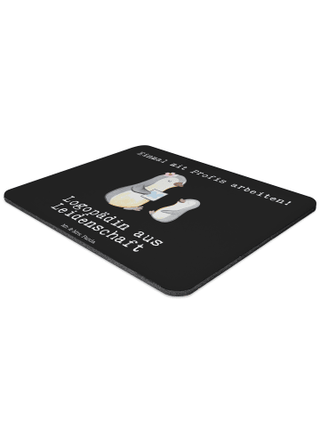 Mr. & Mrs. Panda Mauspad Logopädin Leidenschaft mit Spruch in Schwarz
