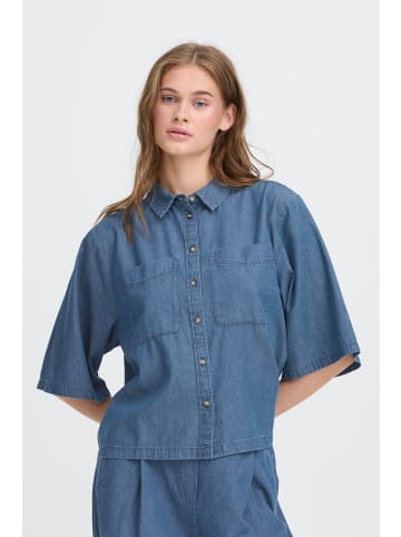ICHI Kurzarm-Bluse IHXAURORA Regular fit in Washed med. blue