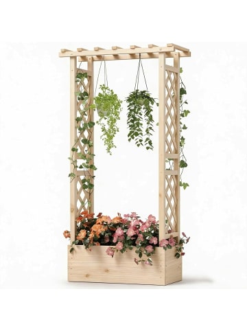 COSTWAY Hochbeet mit Rankgitter 66x32x152cm in Beige