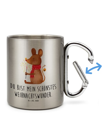 Mr. & Mrs. Panda Thermobecher Maus Weihnachten mit Spruch in Silber