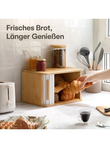 Praknu Brotkasten klein aus FSC® Holz mit Schiebetür - Brotaufbewahrung
