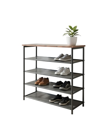 relaxdays Schuhregal in Schwarz/ Braun - (B)75 x (H)75 x (T)30 cm