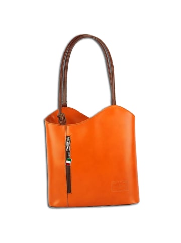 Florence Florence Schultertasche, Rucksack Leder orange, braun ca. 28cm breit