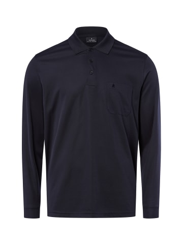 Ragman Langarm-Poloshirt - bügelleicht in marine - 0016