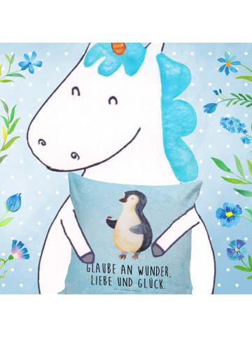 Mr. & Mrs. Panda deko kissen Pinguin Marienkäfer mit Spruch in Eisblau