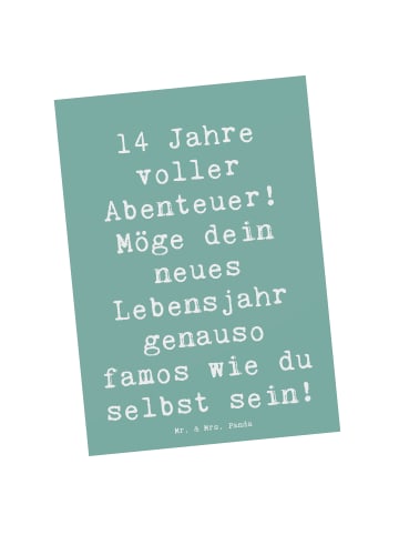 Mr. & Mrs. Panda Grußkarte Spruch 14. Geburtstag Abenteuer mit S... in Meeresbrise